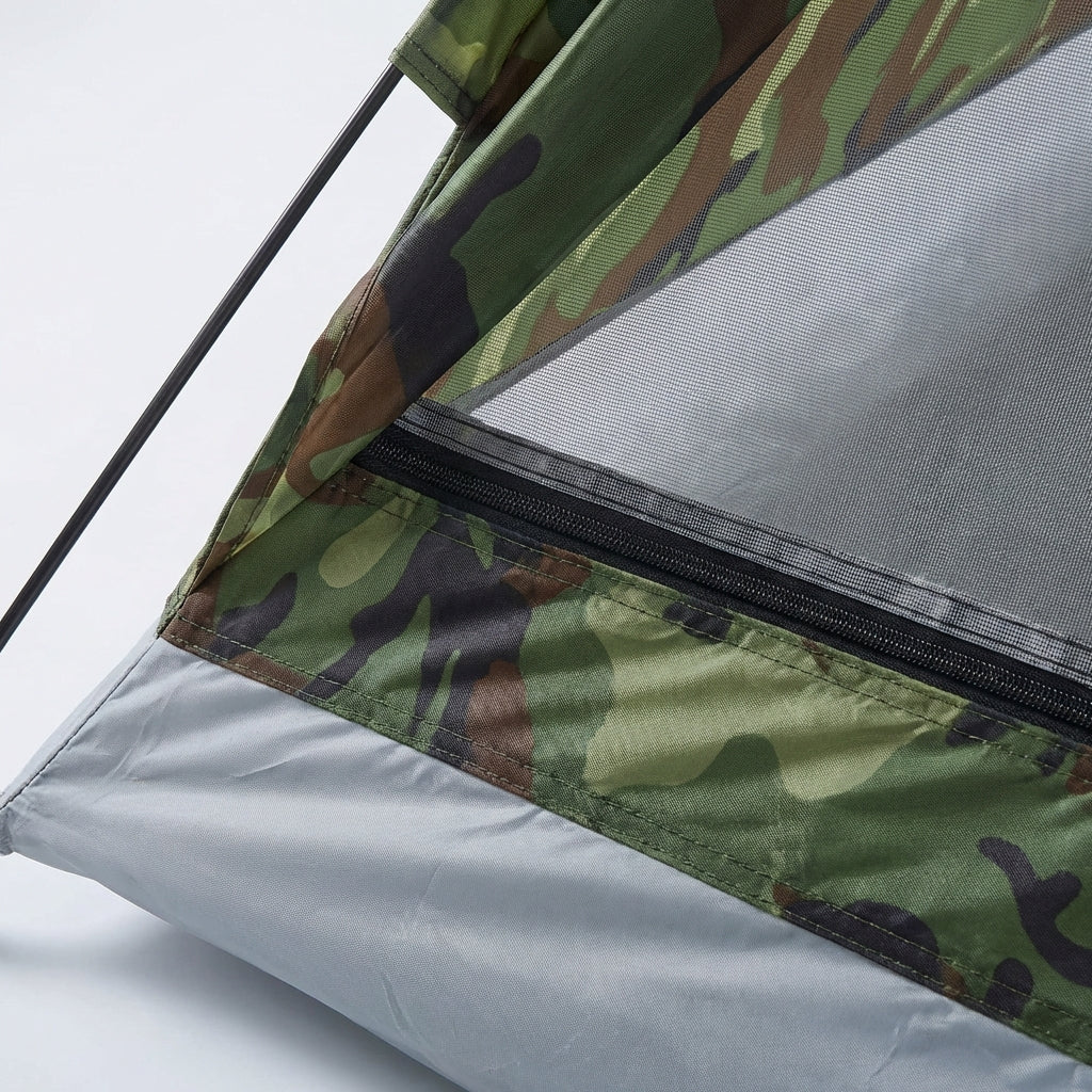 Lightweight two-person dome tent with camouflage pattern for camping