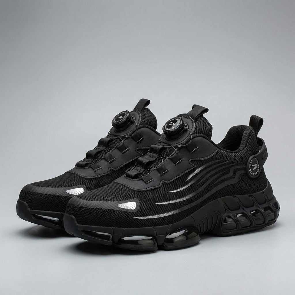 Lightweight protective work shoes with breathable upper and slip-resistant sole