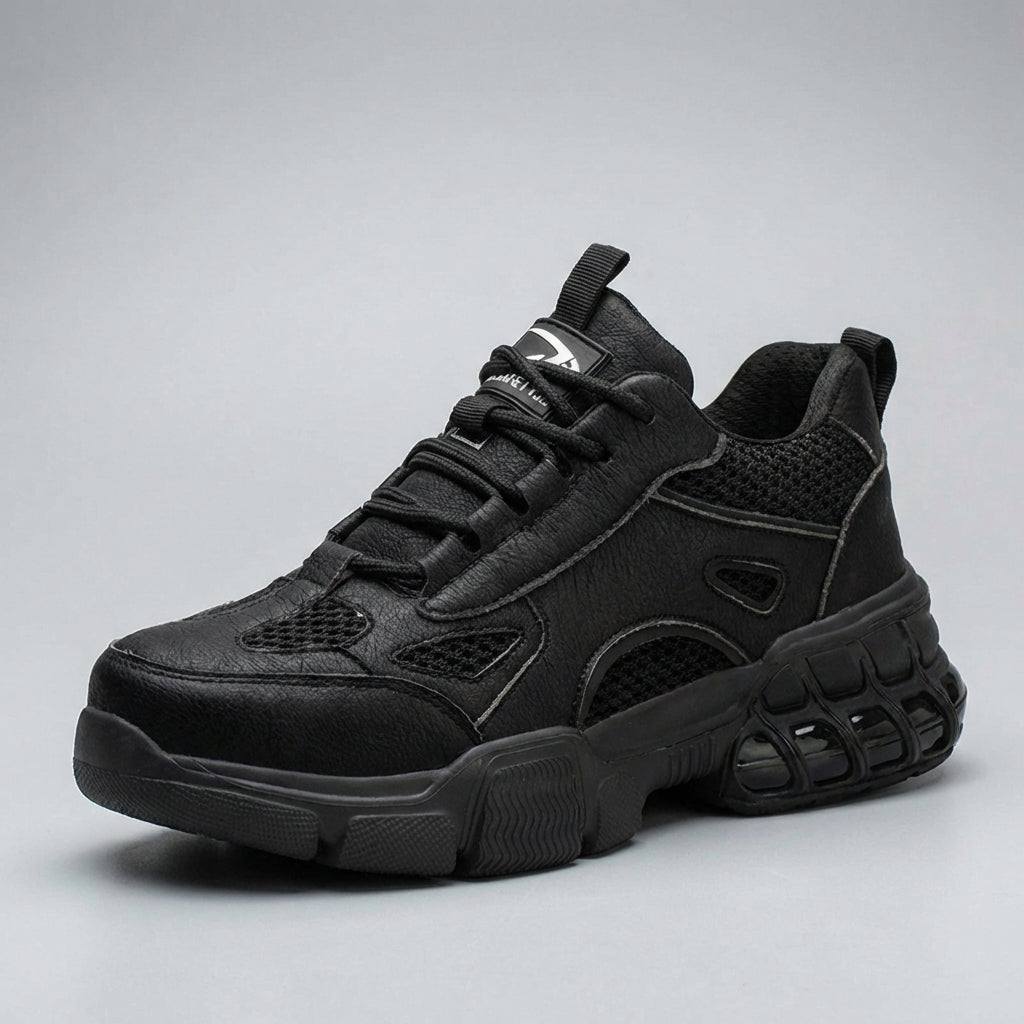 Lightweight protective work shoes with breathable upper and slip-resistant sole