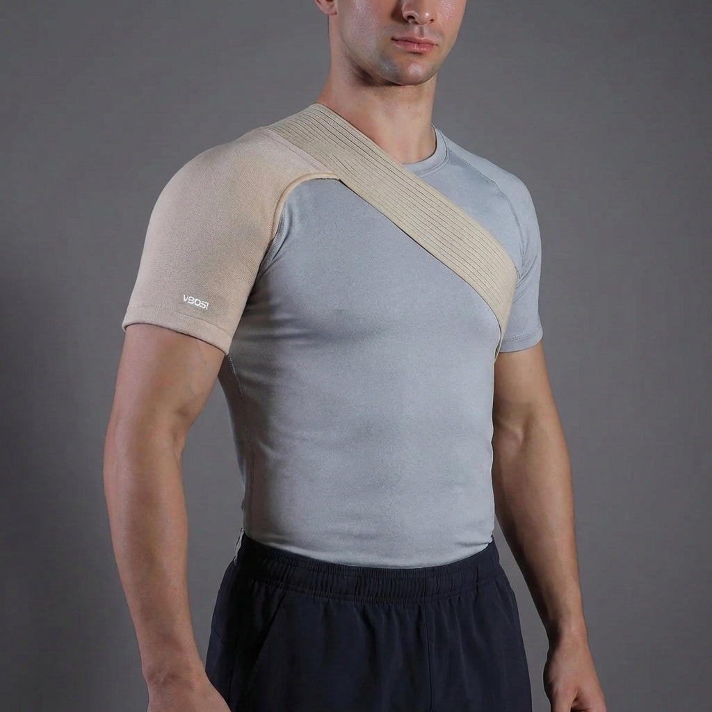 Elastic shoulder support brace with breathable compression for upper back