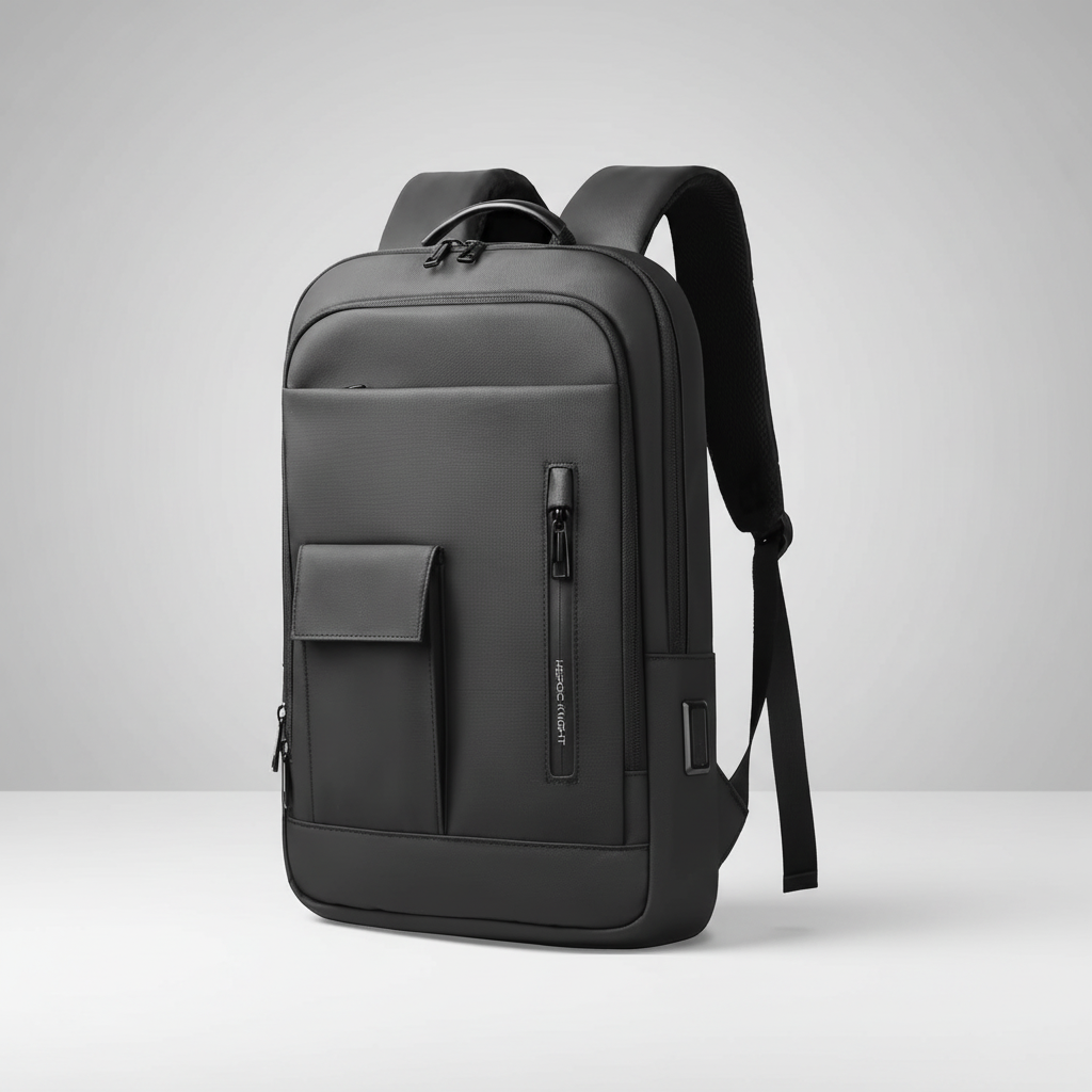 Slim water-resistant laptop backpack with USB charging port and padded compartment