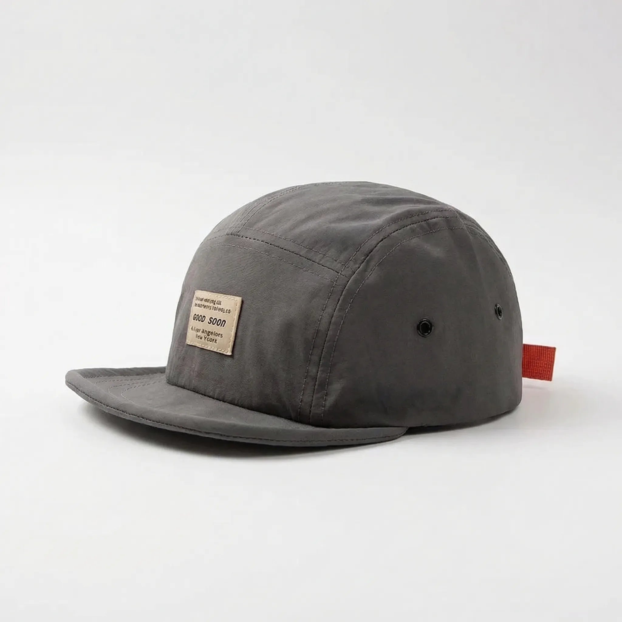 Five-panel short-brim cap packable breathable adjustable strap