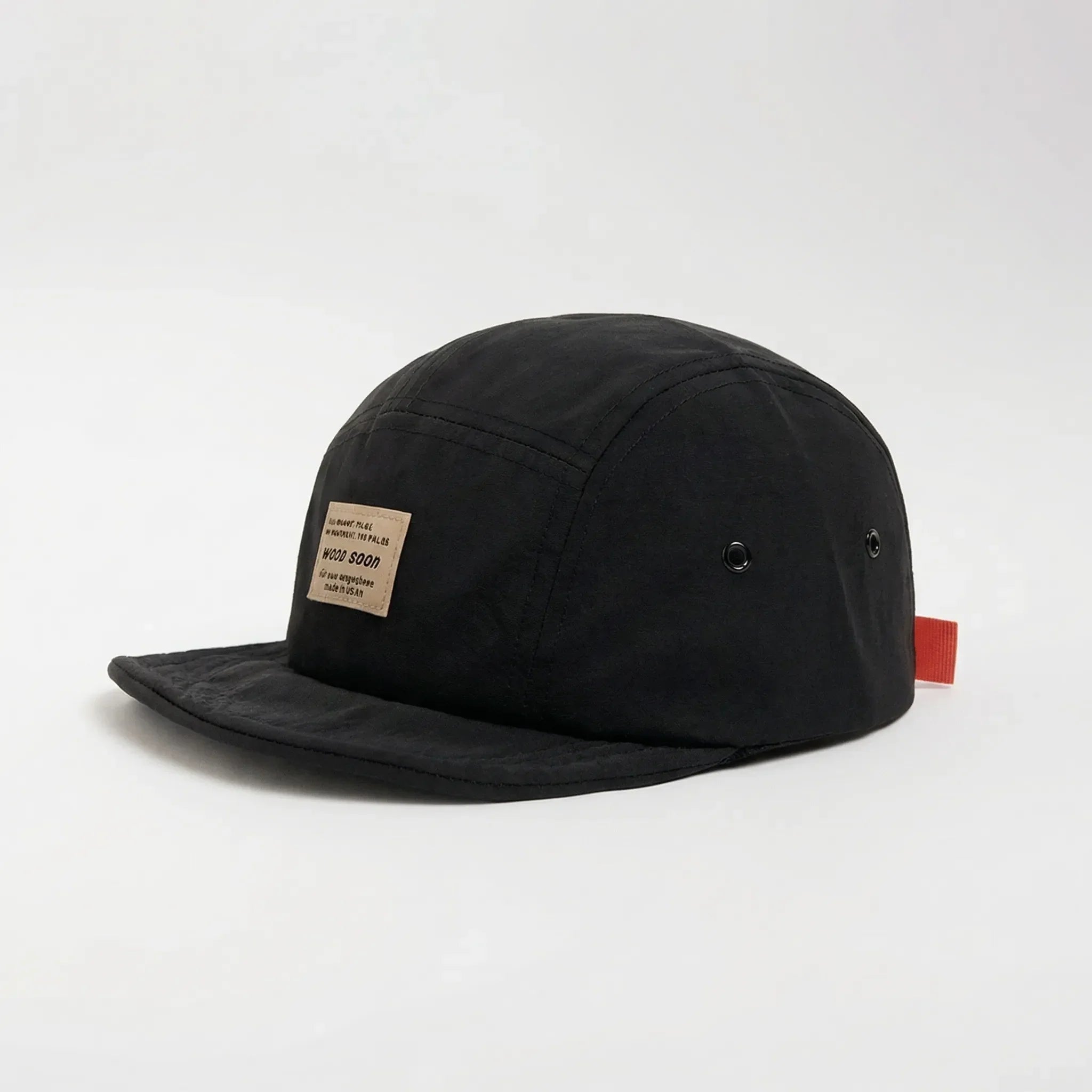 Five-panel short-brim cap packable breathable adjustable strap