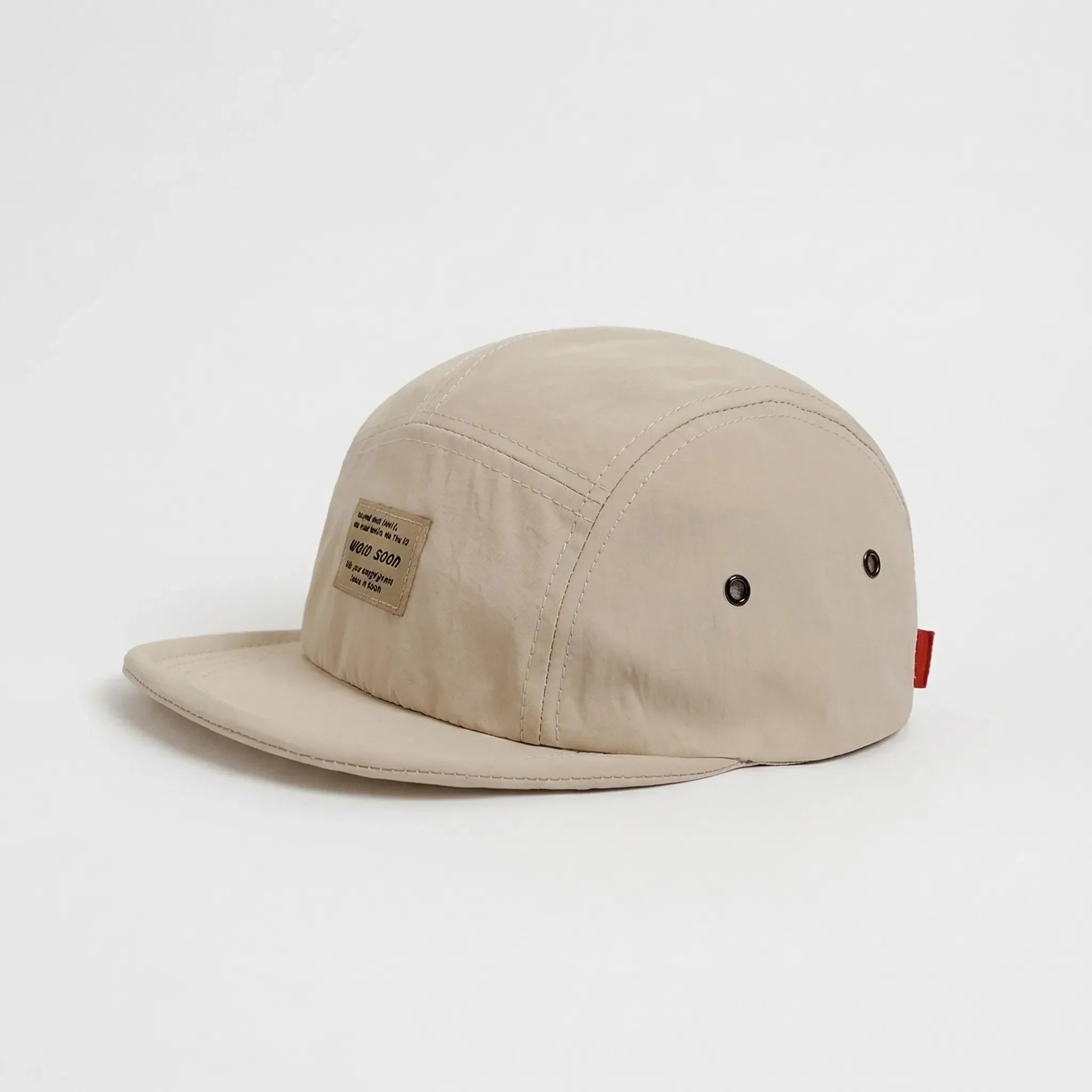 Five-panel short-brim cap packable breathable adjustable strap