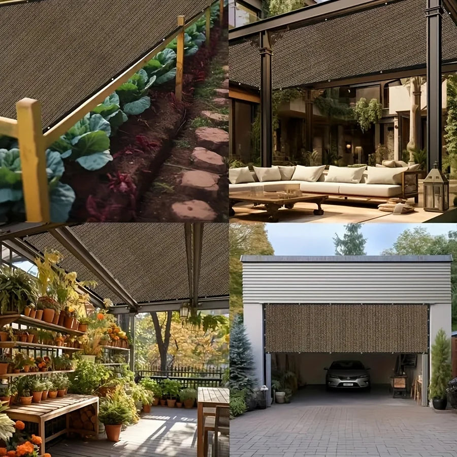 Outdoor sunshade net canopy with reinforced corners and breathable material