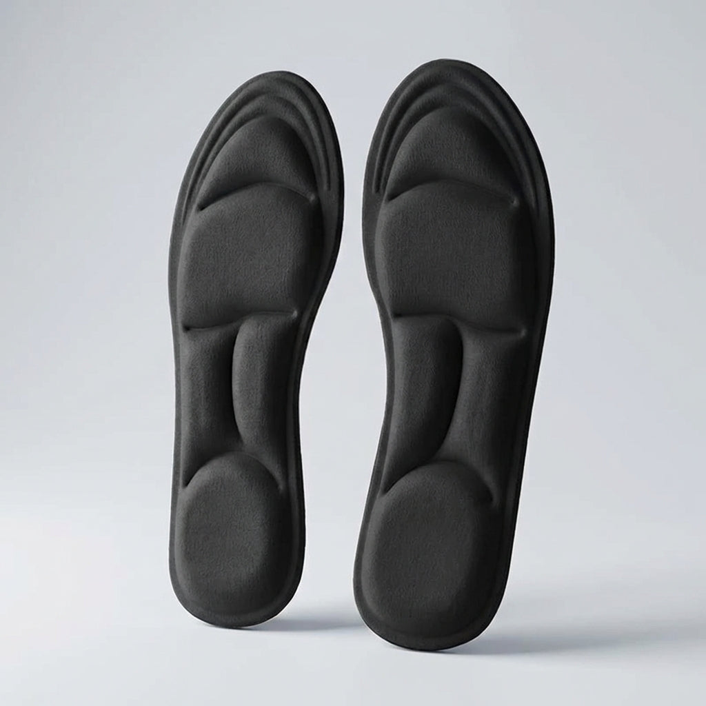 Contoured massage insoles with breathable surface and shock absorption