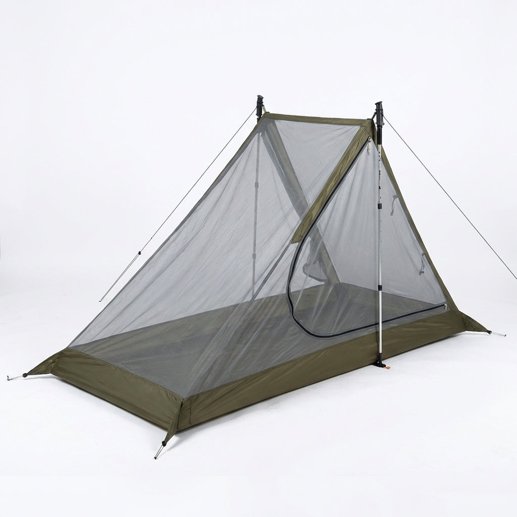 Ultralight one-person tent with mesh ventilation for camping