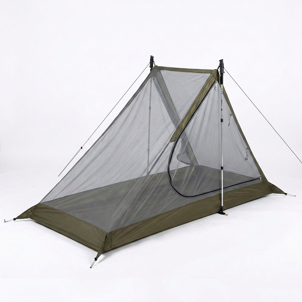 Ultralight one-person tent with mesh ventilation for camping