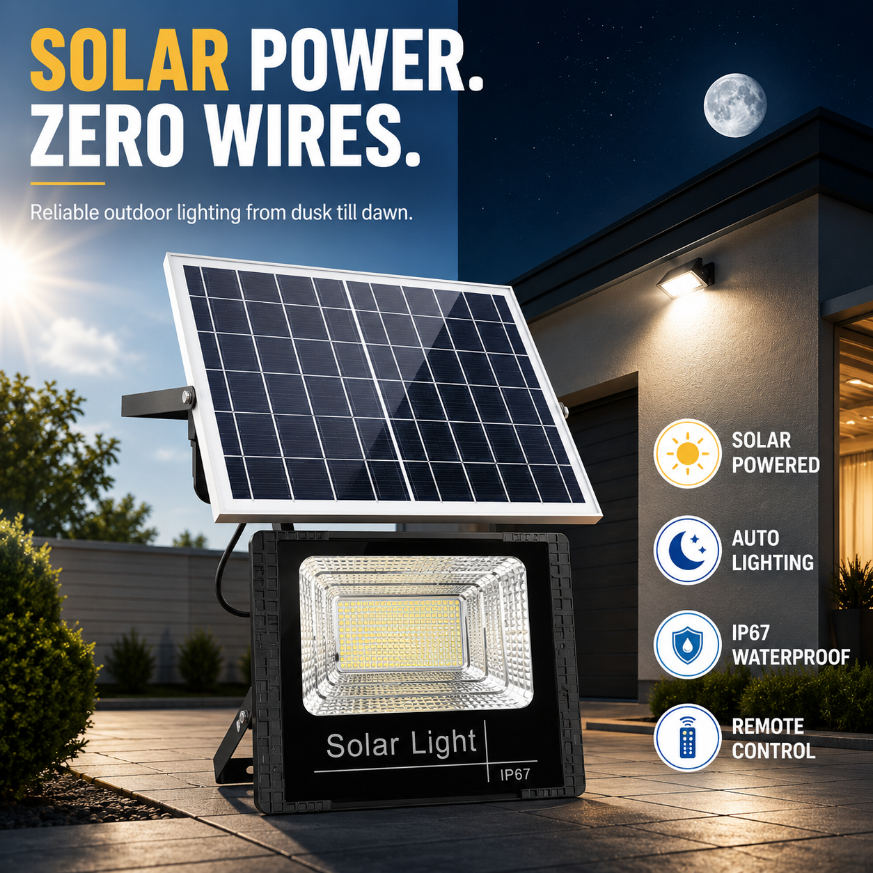 Celrien | Soluxe Solar-Powered Outdoor Flood Light With Remote