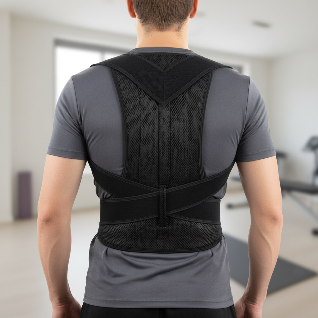 Adjustable back support brace with posture correction and breathable mesh