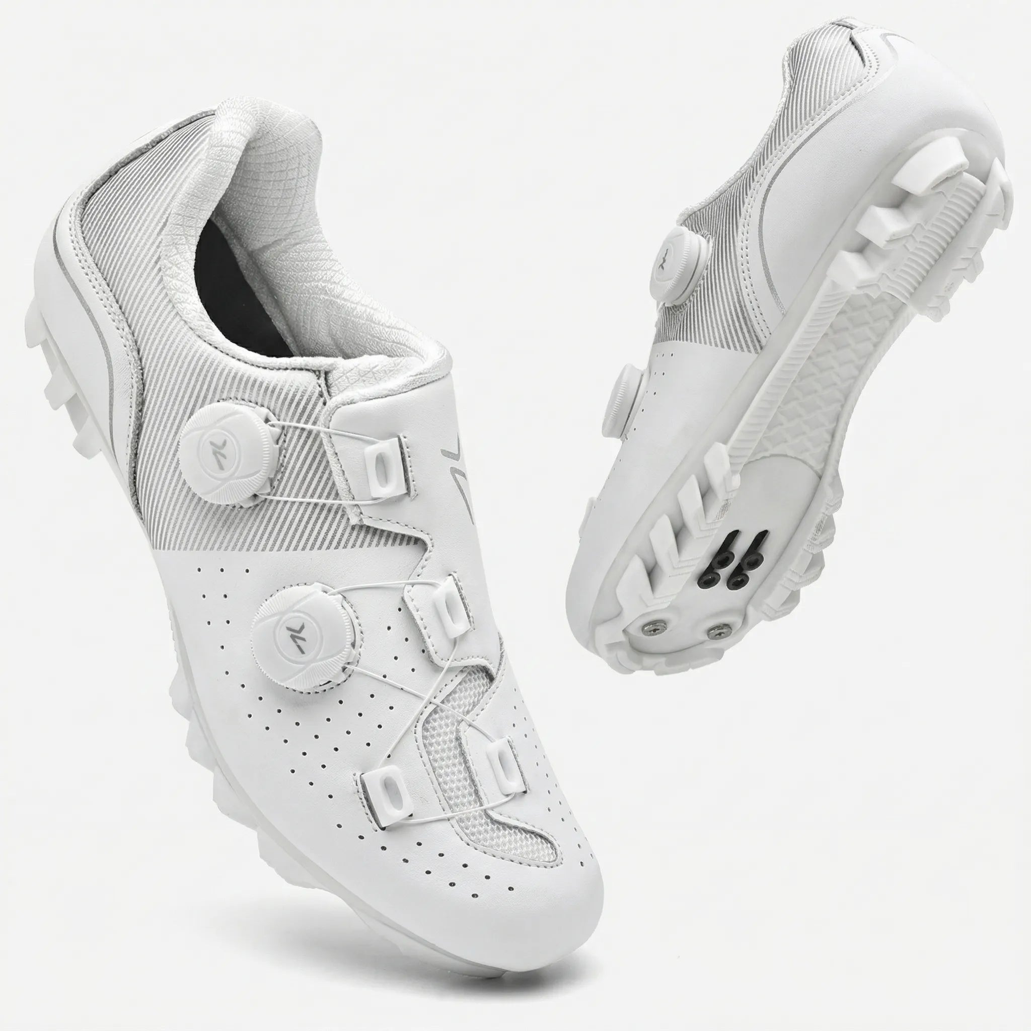 SPD cycling shoe with rotating buckle closure breathable upper