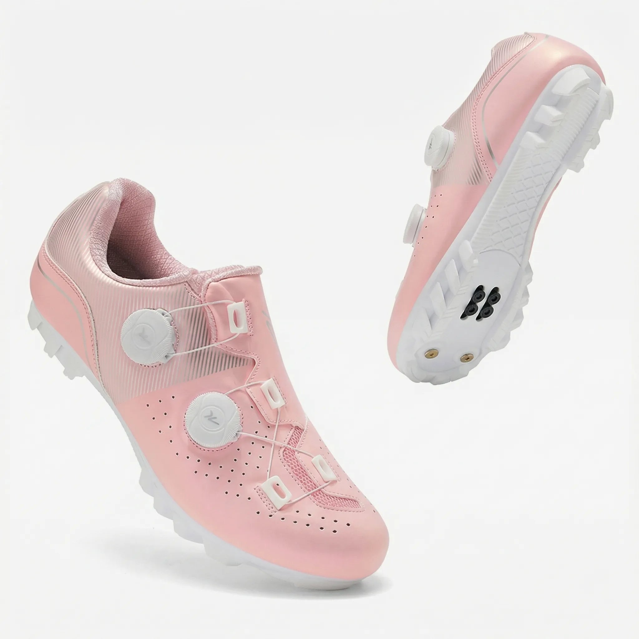 SPD cycling shoe with rotating buckle closure breathable upper