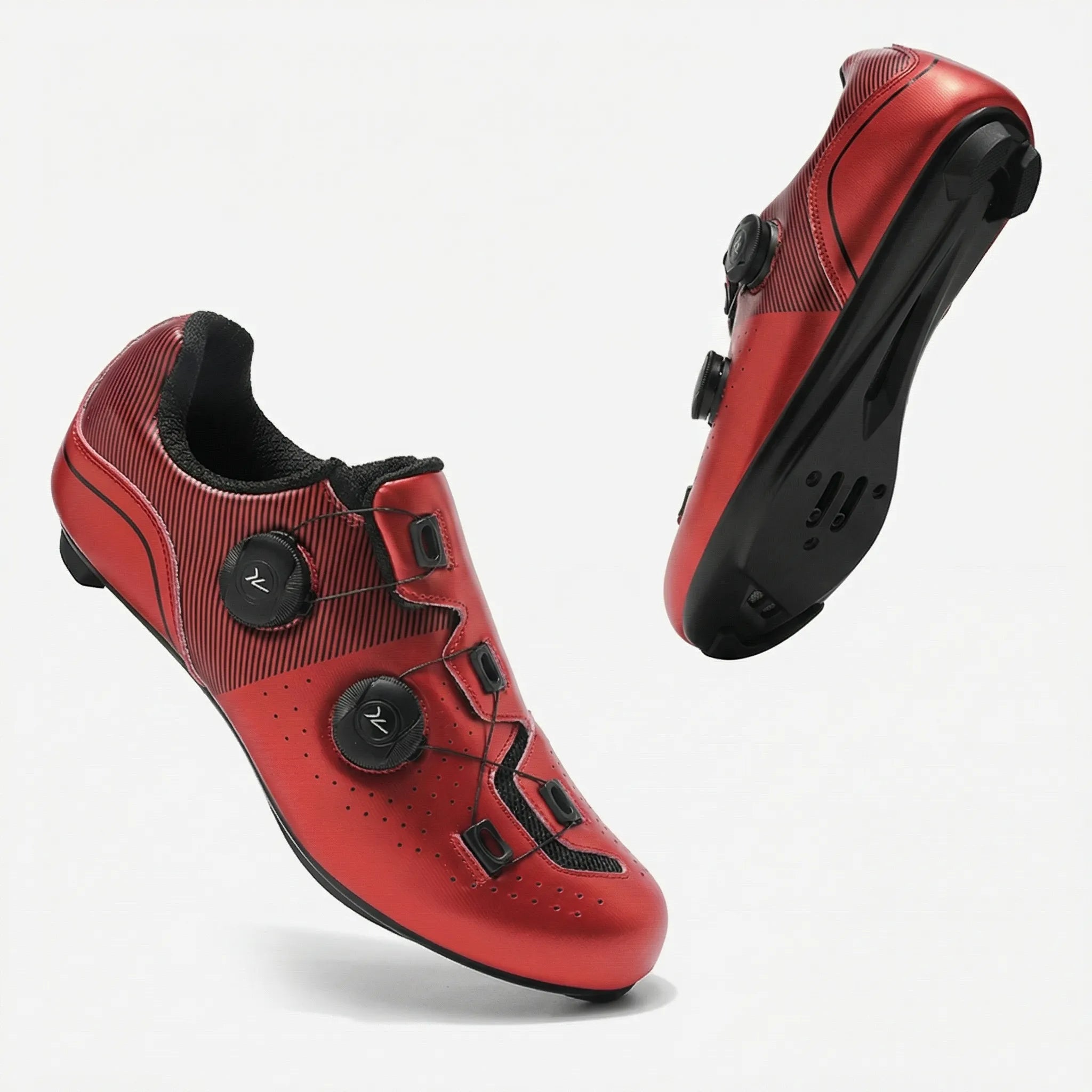 SPD cycling shoe with rotating buckle closure breathable upper