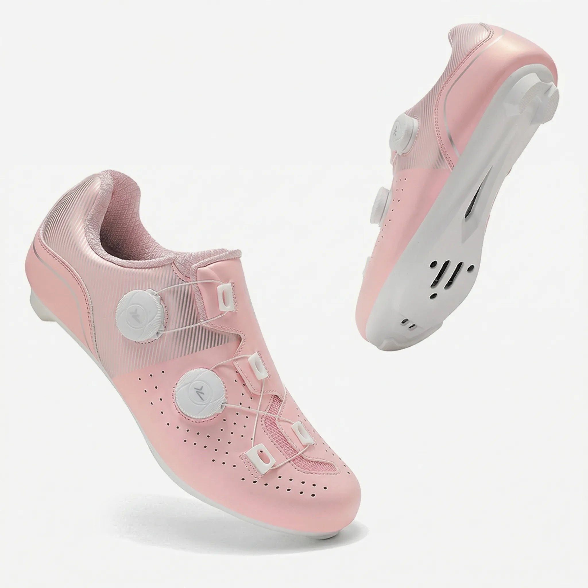 SPD cycling shoe with rotating buckle closure breathable upper