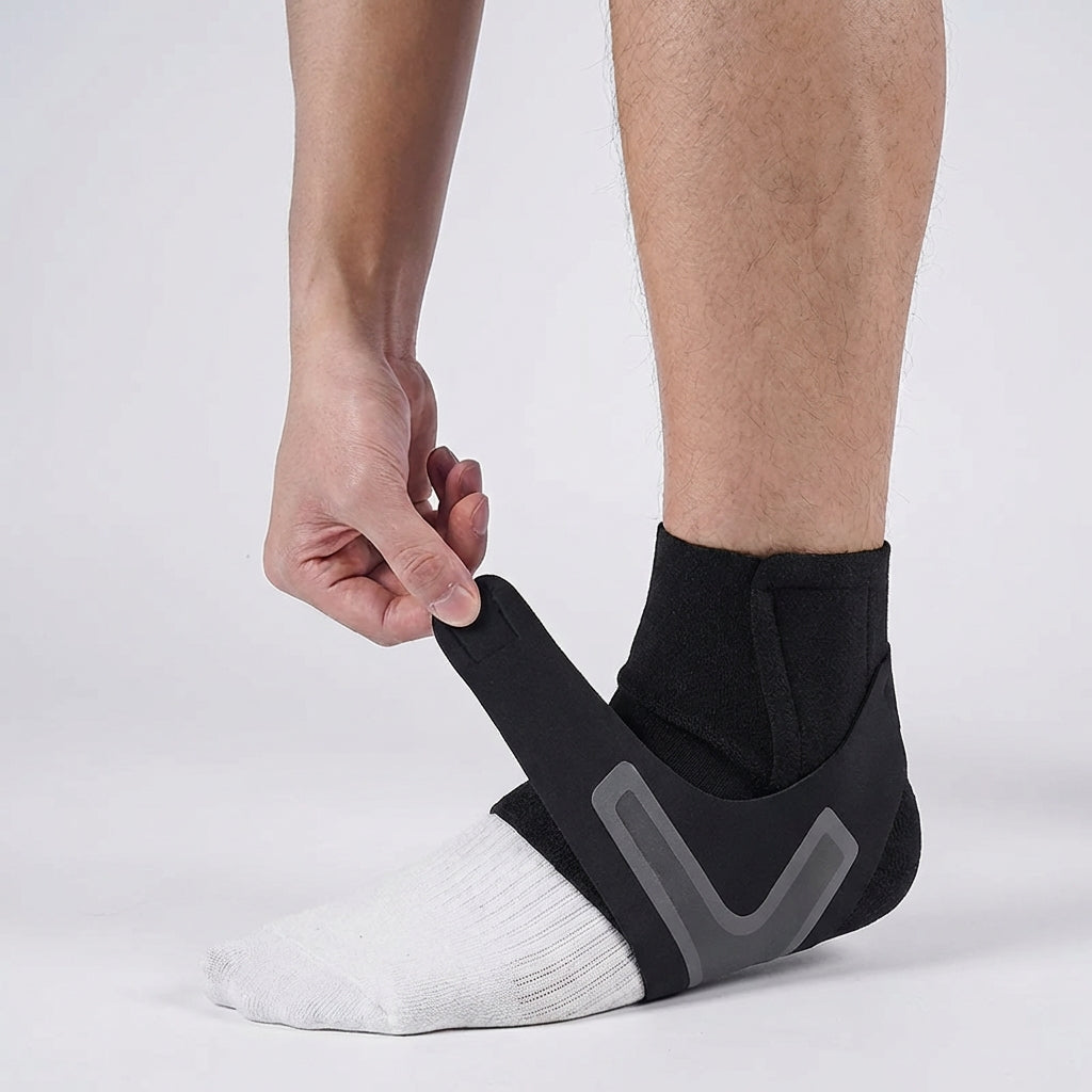 Adjustable ankle support sleeve with anti-roll stability and breathable construction