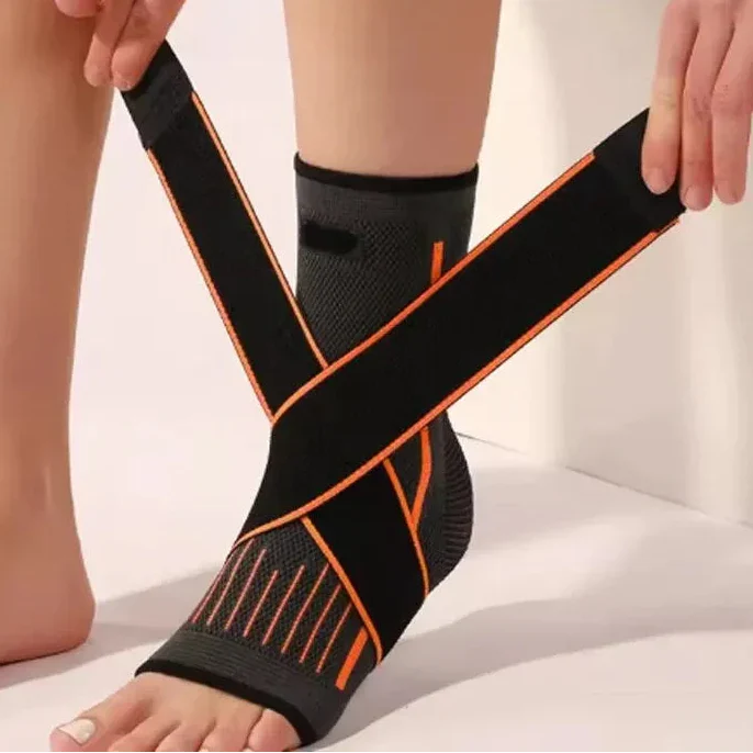 Adjustable compression ankle brace with breathable design