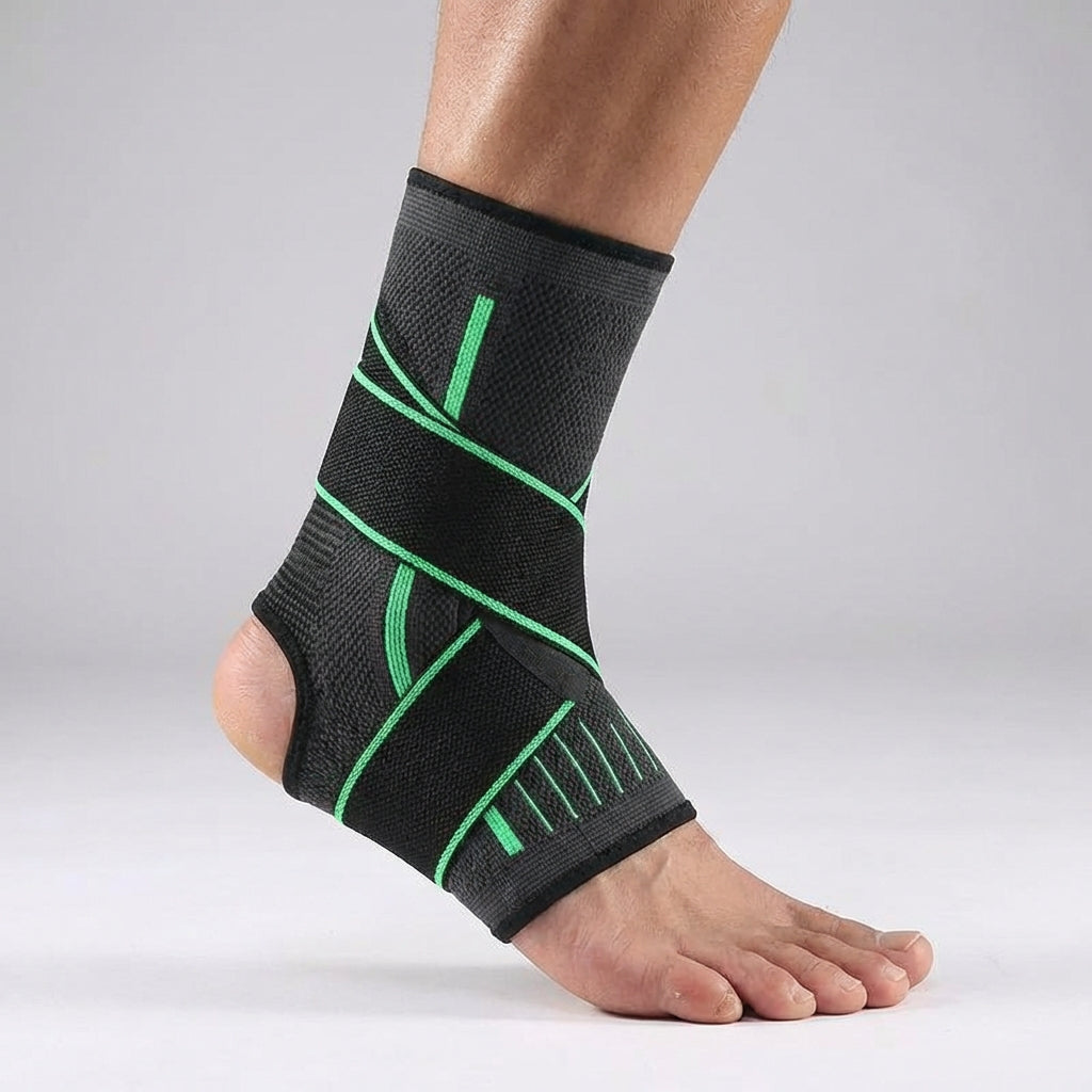 Adjustable compression ankle brace with breathable design