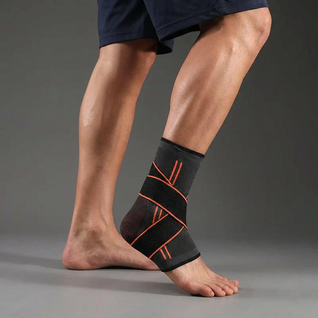 Adjustable compression ankle brace with breathable design