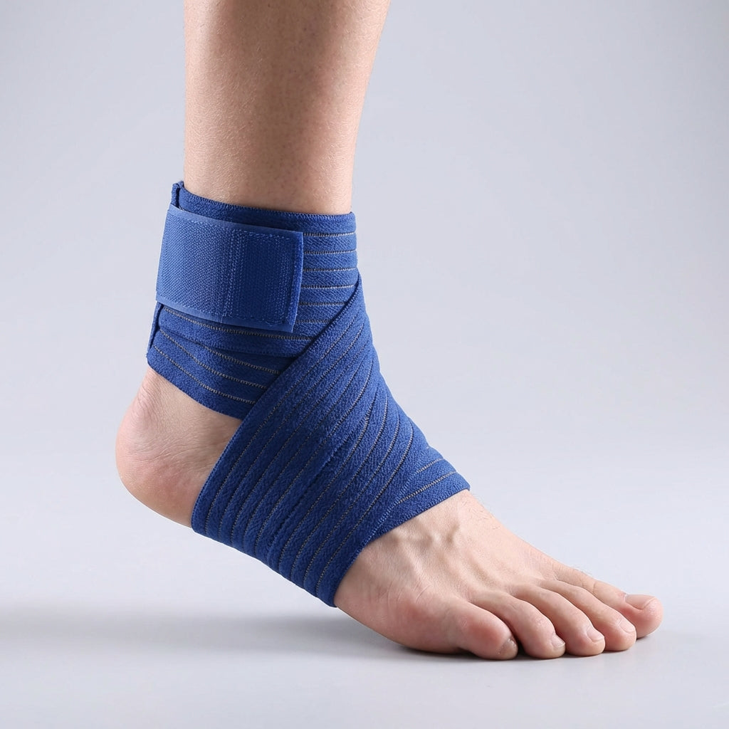 Adjustable ankle support wrap with targeted compression and breathable construction