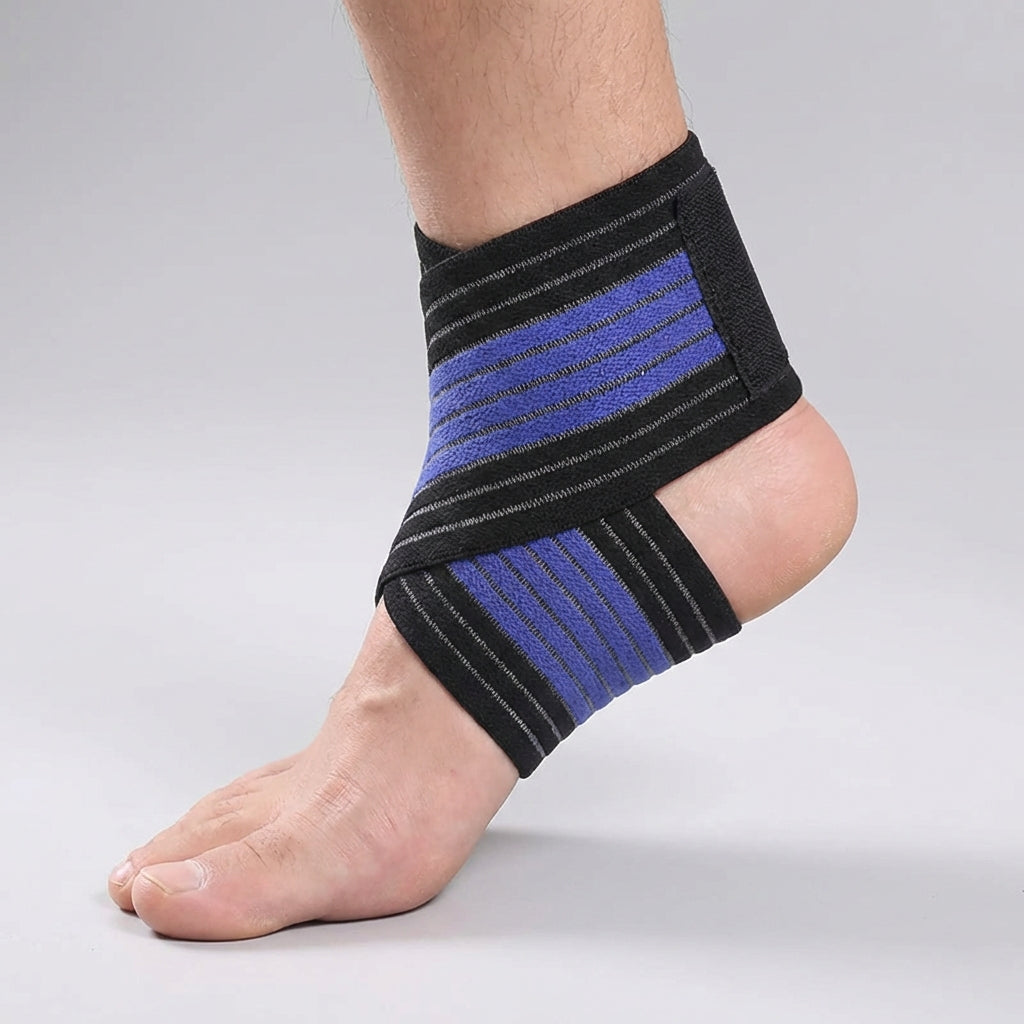 Adjustable ankle support wrap with targeted compression and breathable construction