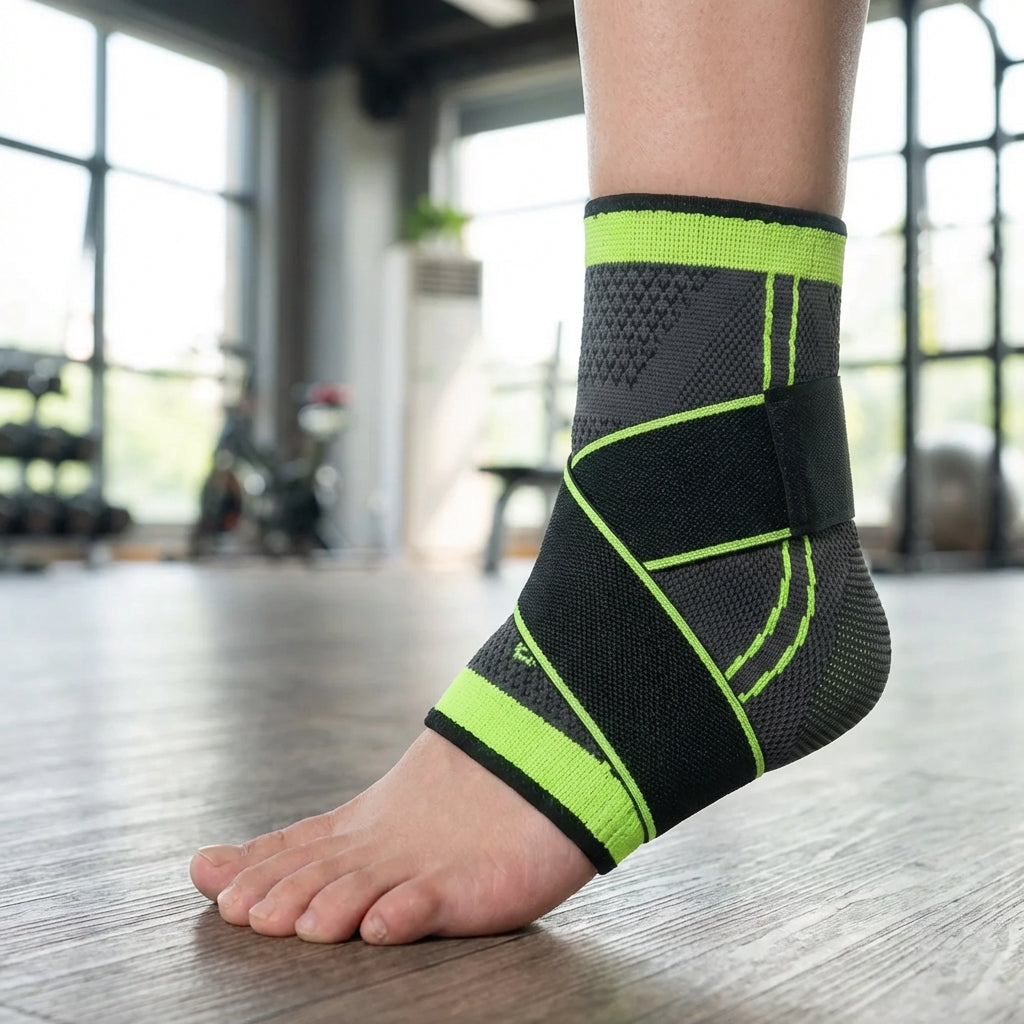 Adjustable ankle compression brace for sports and recovery support