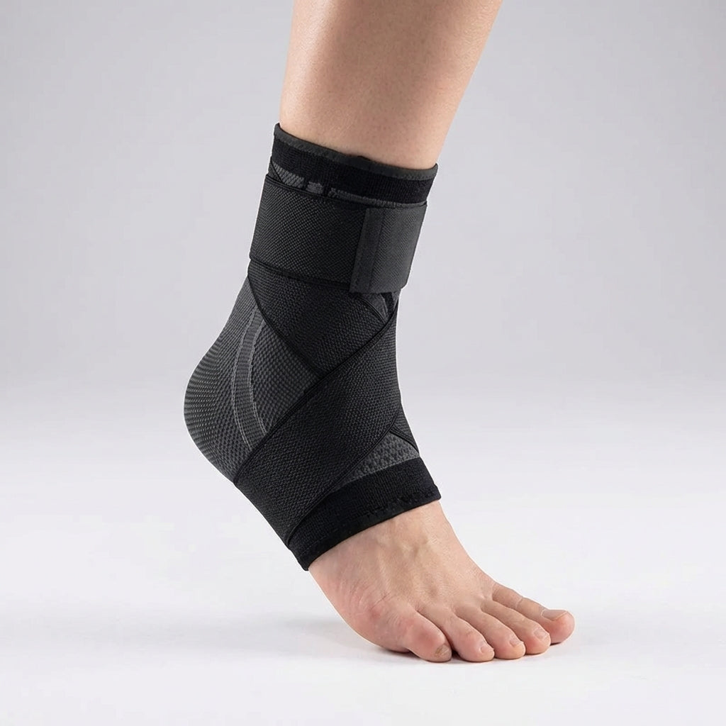 Adjustable ankle compression brace for sports and recovery support