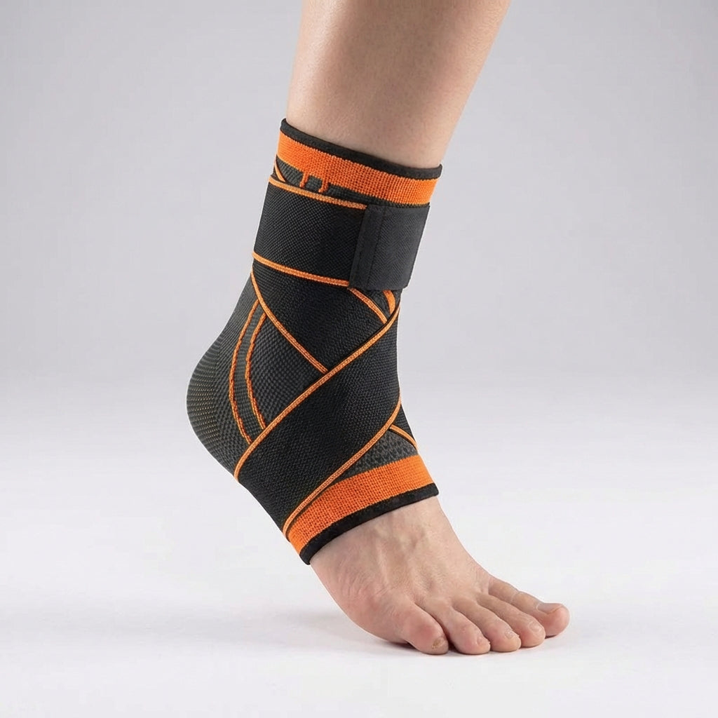 Adjustable ankle compression brace for sports and recovery support