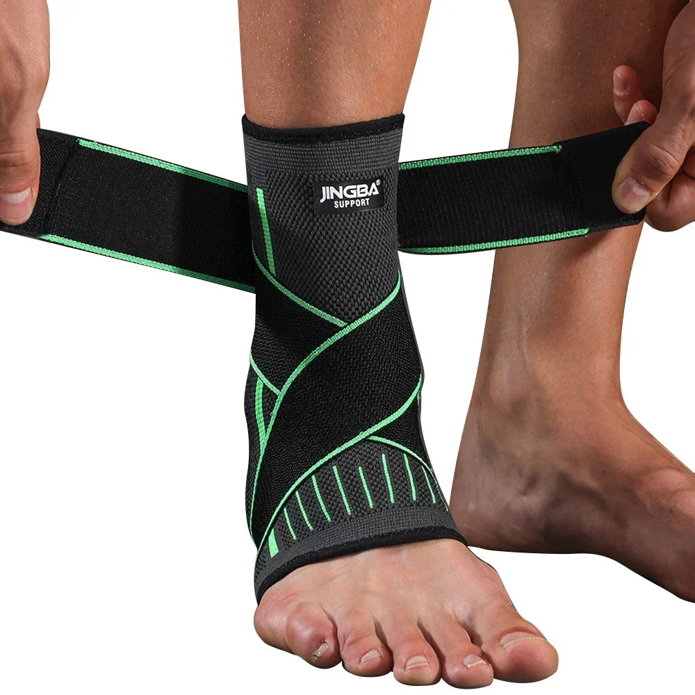 Adjustable compression ankle brace with cross-strap support for activity and recovery