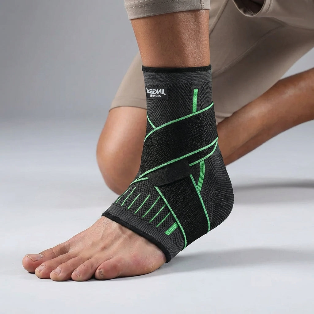 Adjustable compression ankle brace with cross-strap support for activity and recovery