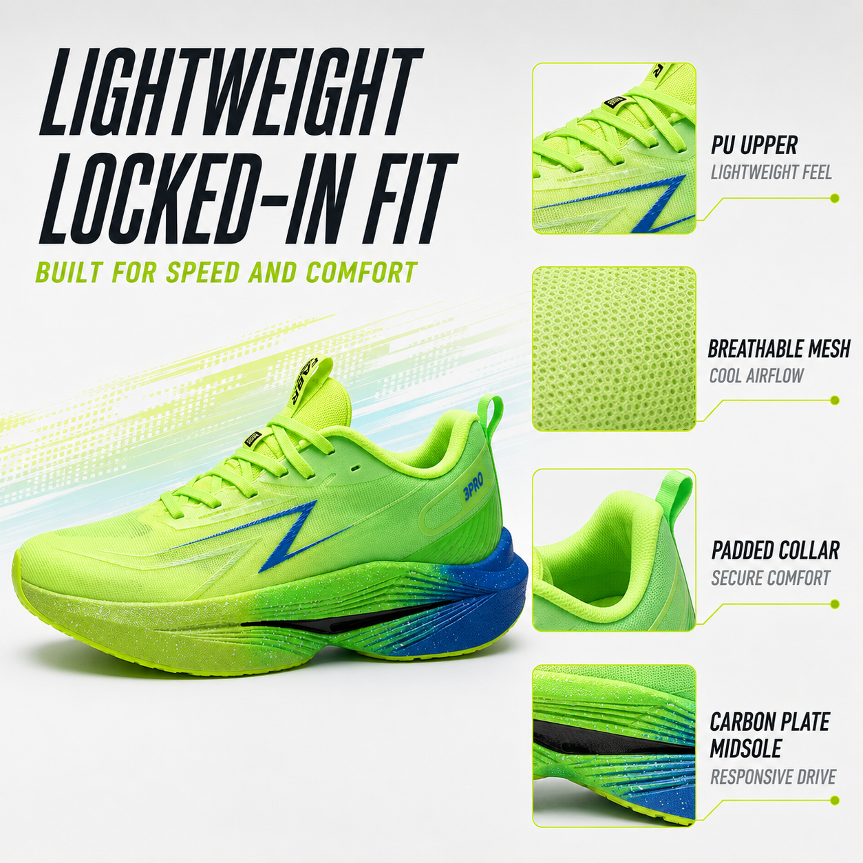 Celrien | Stridovex Lightweight Carbon Plate Running Shoe