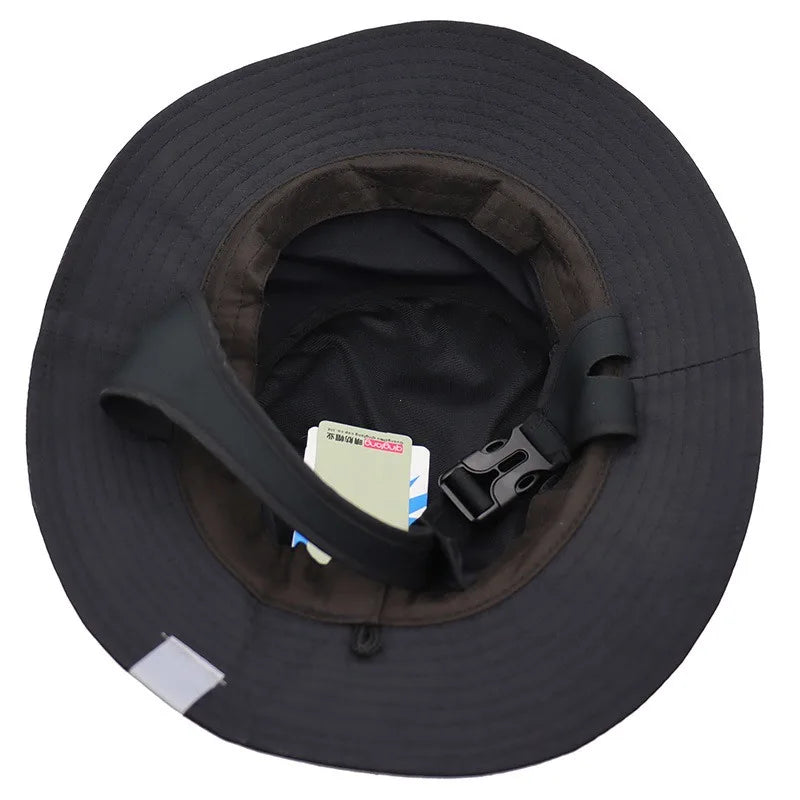 Mesh fishing hat with UPF50+ sun protection and adjustable chin strap