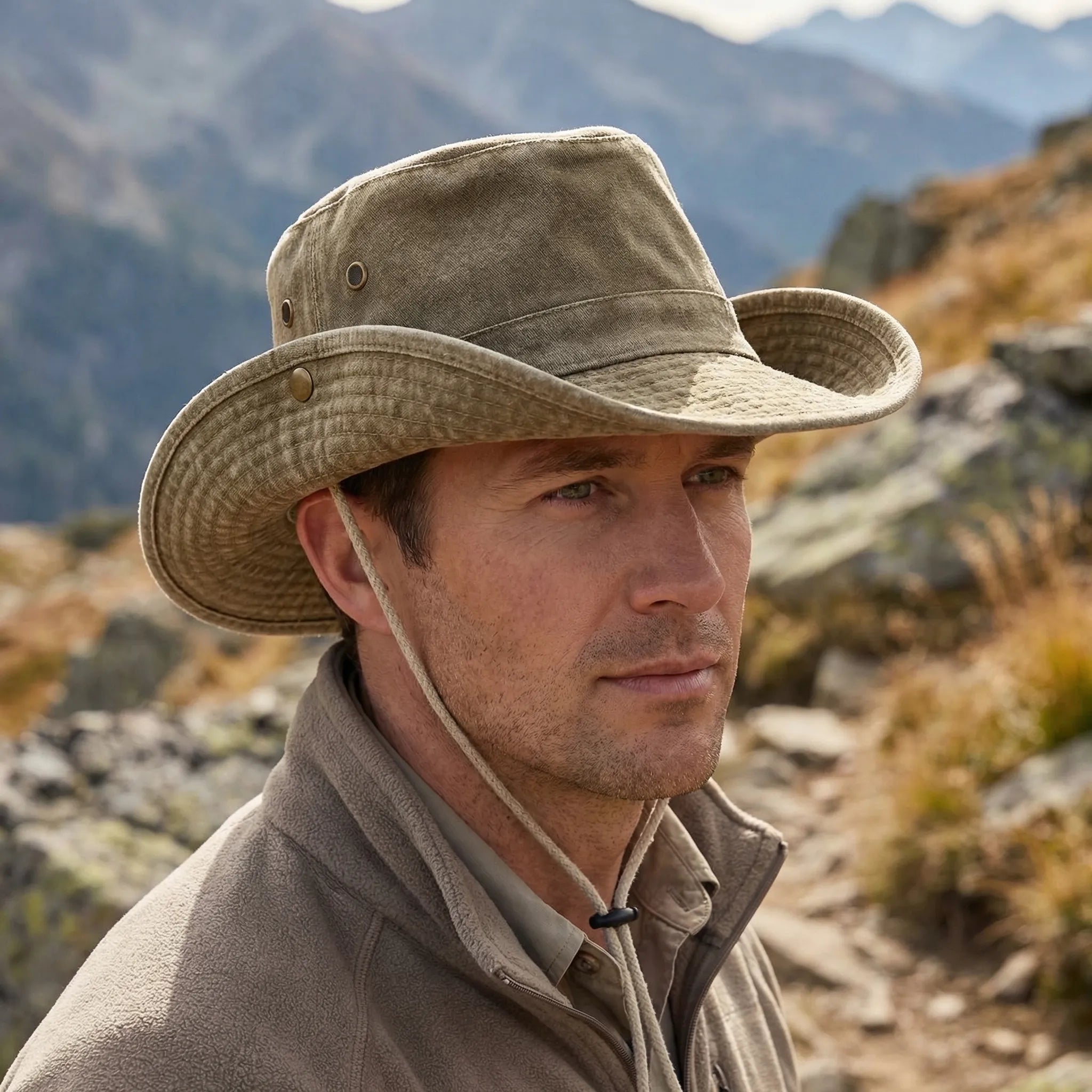 Unisex bucket hat with structured brim in solid color