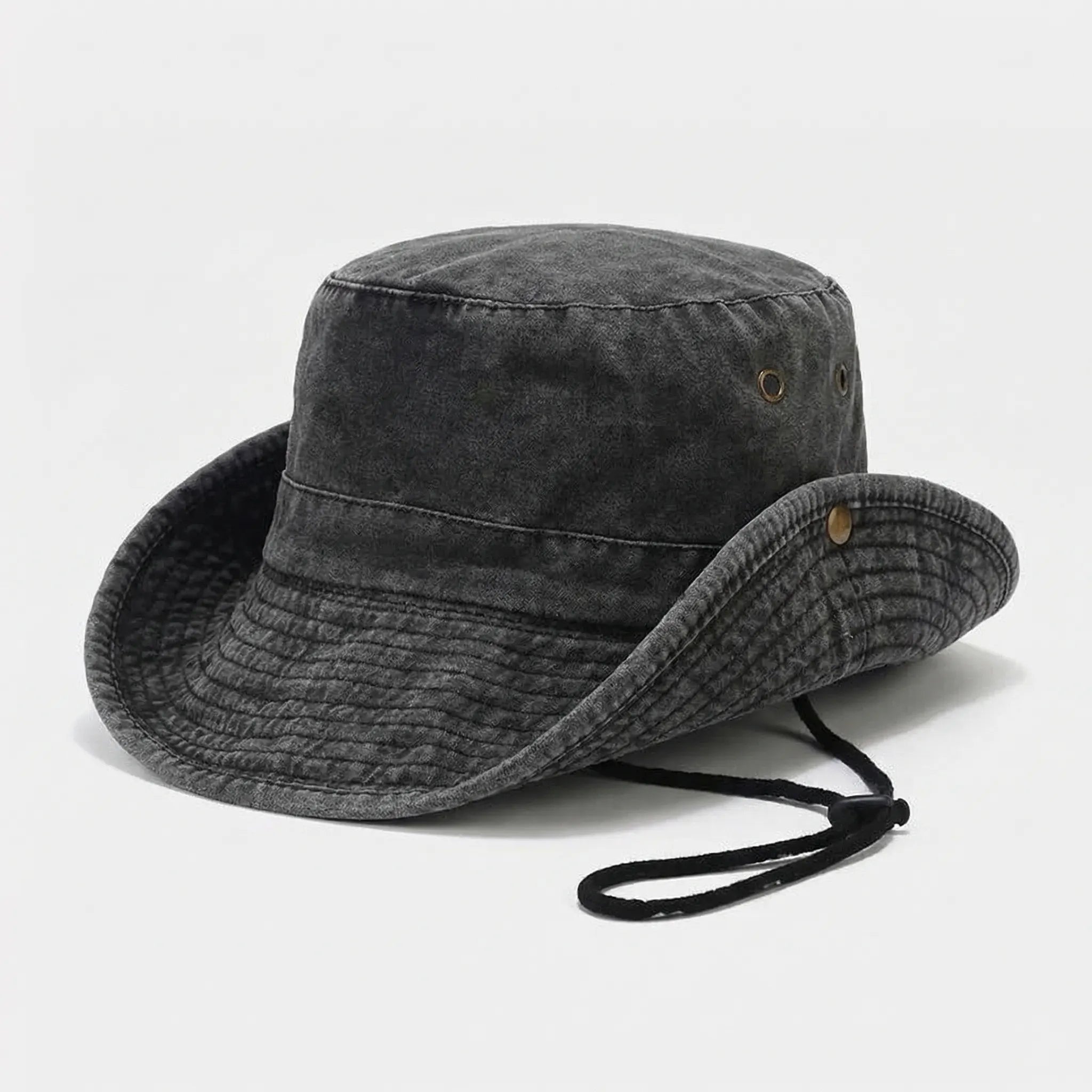 Unisex bucket hat with structured brim in solid color