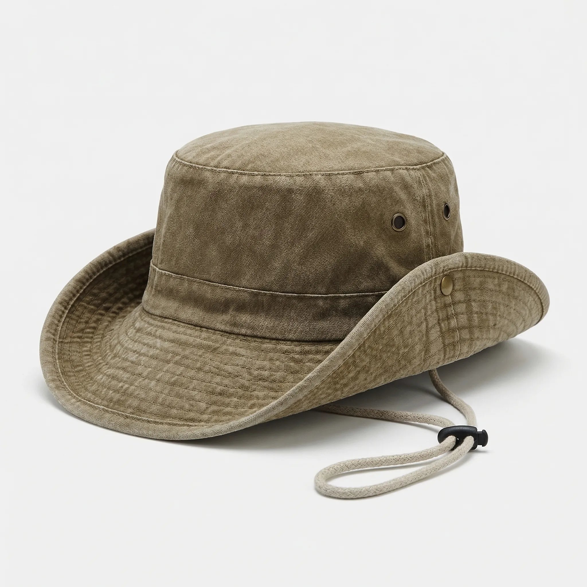 Unisex bucket hat with structured brim in solid color