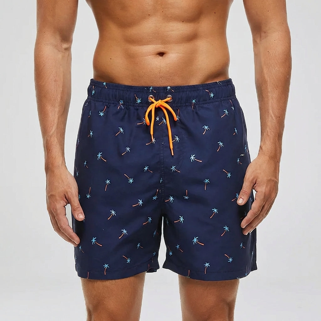 Striped swim shorts quick-drying with side pockets