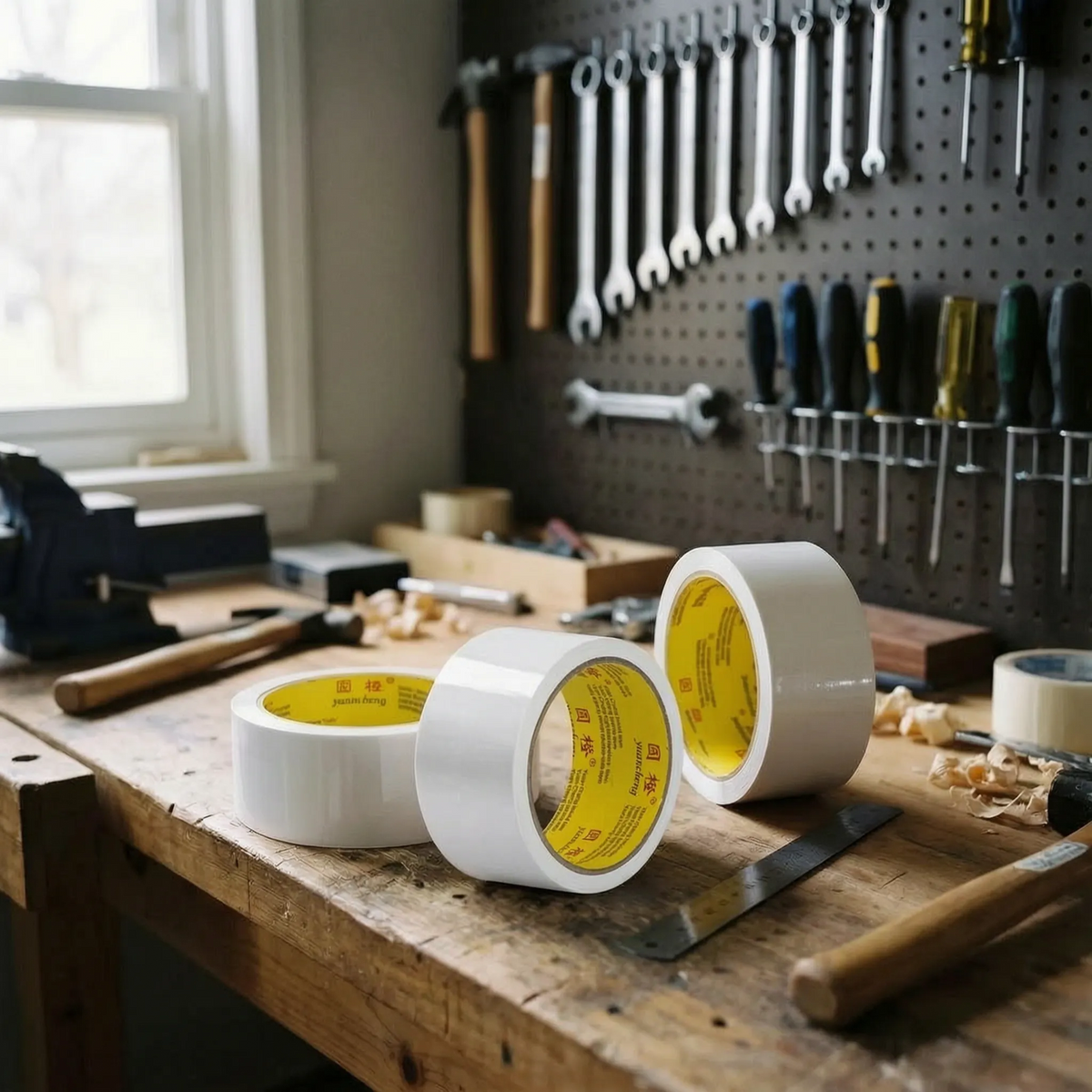 Heavy-duty cloth tape with fabric-reinforced backing and water-resistant surface