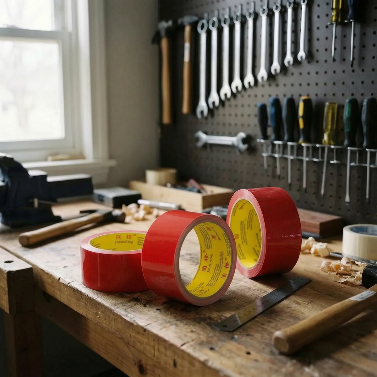Heavy-duty cloth tape with fabric-reinforced backing and water-resistant surface