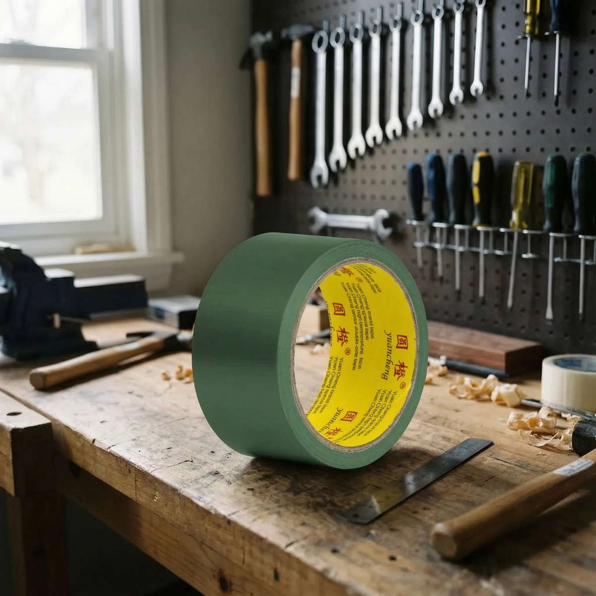 Heavy-duty cloth tape with fabric-reinforced backing and water-resistant surface