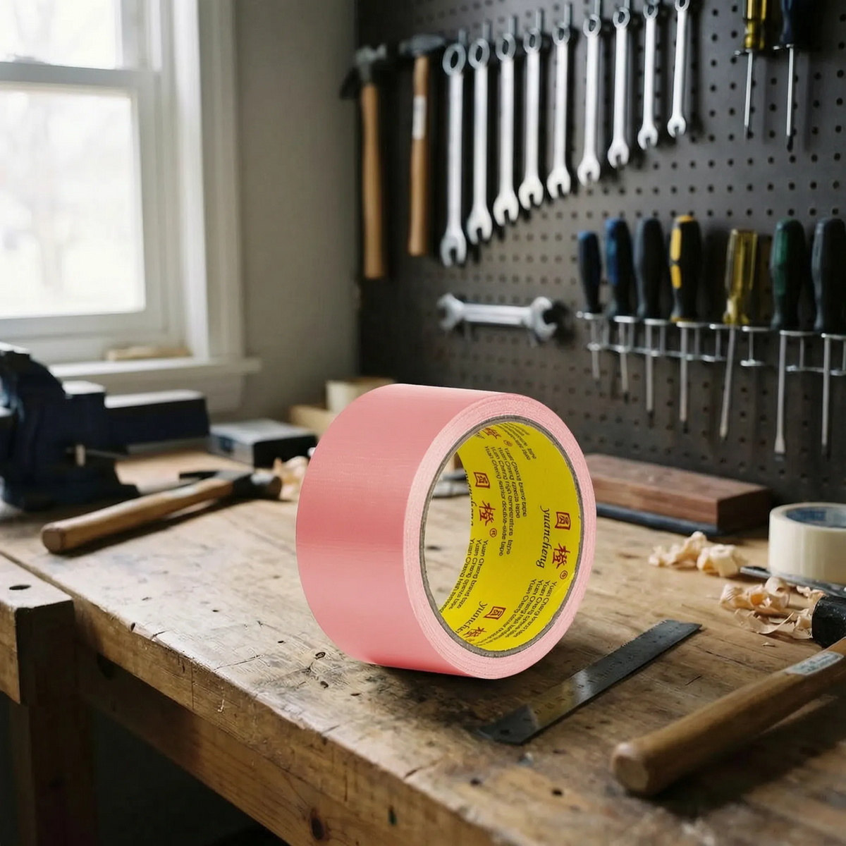 Heavy-duty cloth tape with fabric-reinforced backing and water-resistant surface