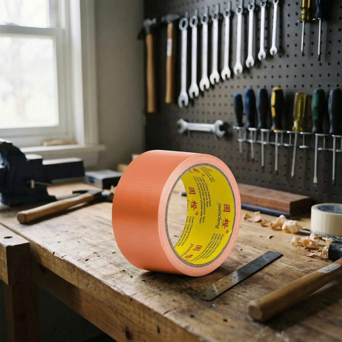 Heavy-duty cloth tape with fabric-reinforced backing and water-resistant surface