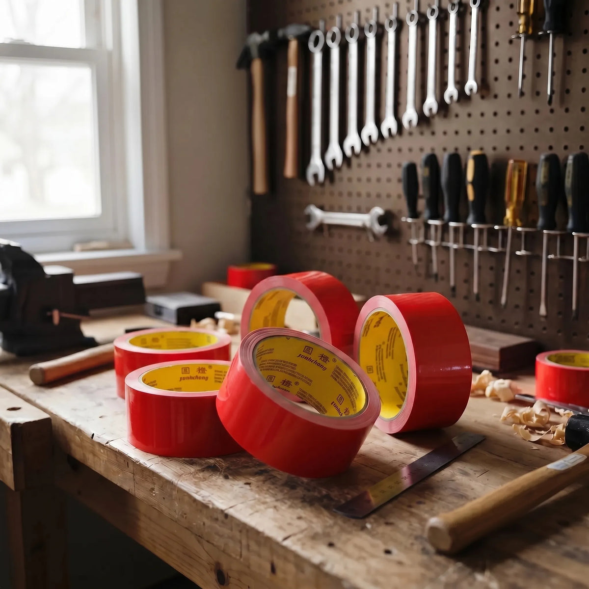 Heavy-duty cloth tape with fabric-reinforced backing and water-resistant surface