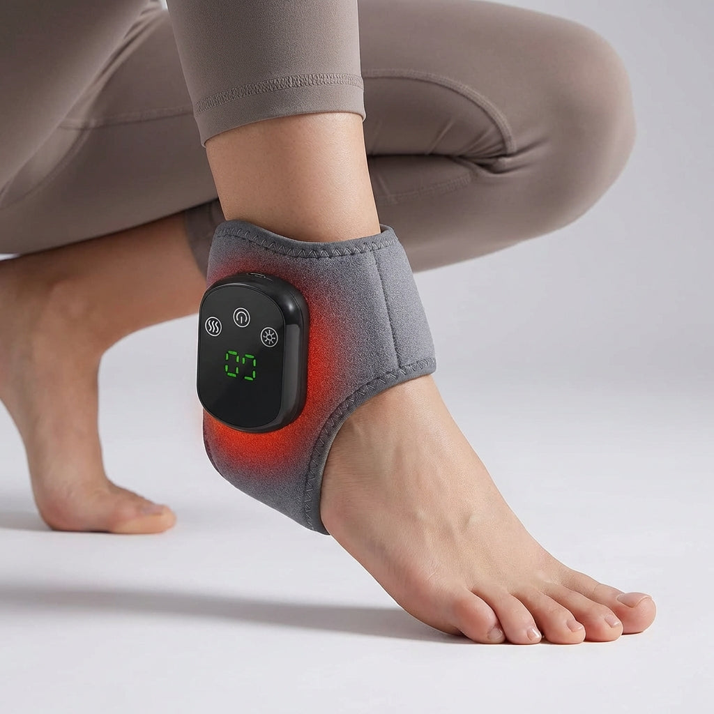 Rechargeable heated wrist brace with vibration massage therapy