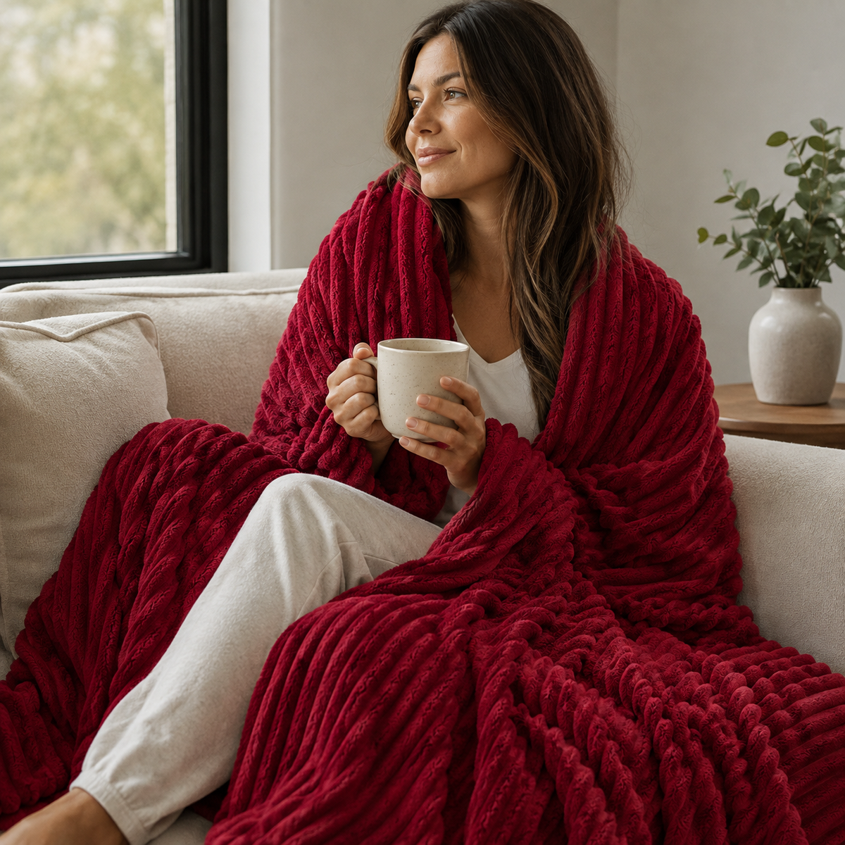 Celrien | Thick Coral Velvet Throw
