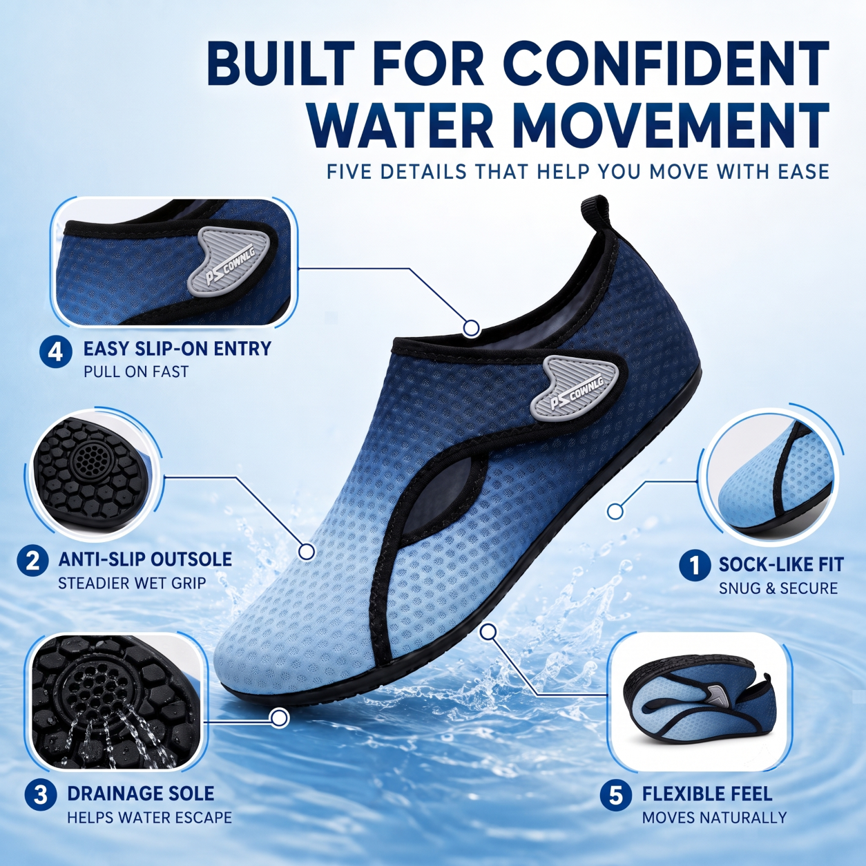 Celrien | Tidalgrip Anti-Slip Aquatic Sock Shoe