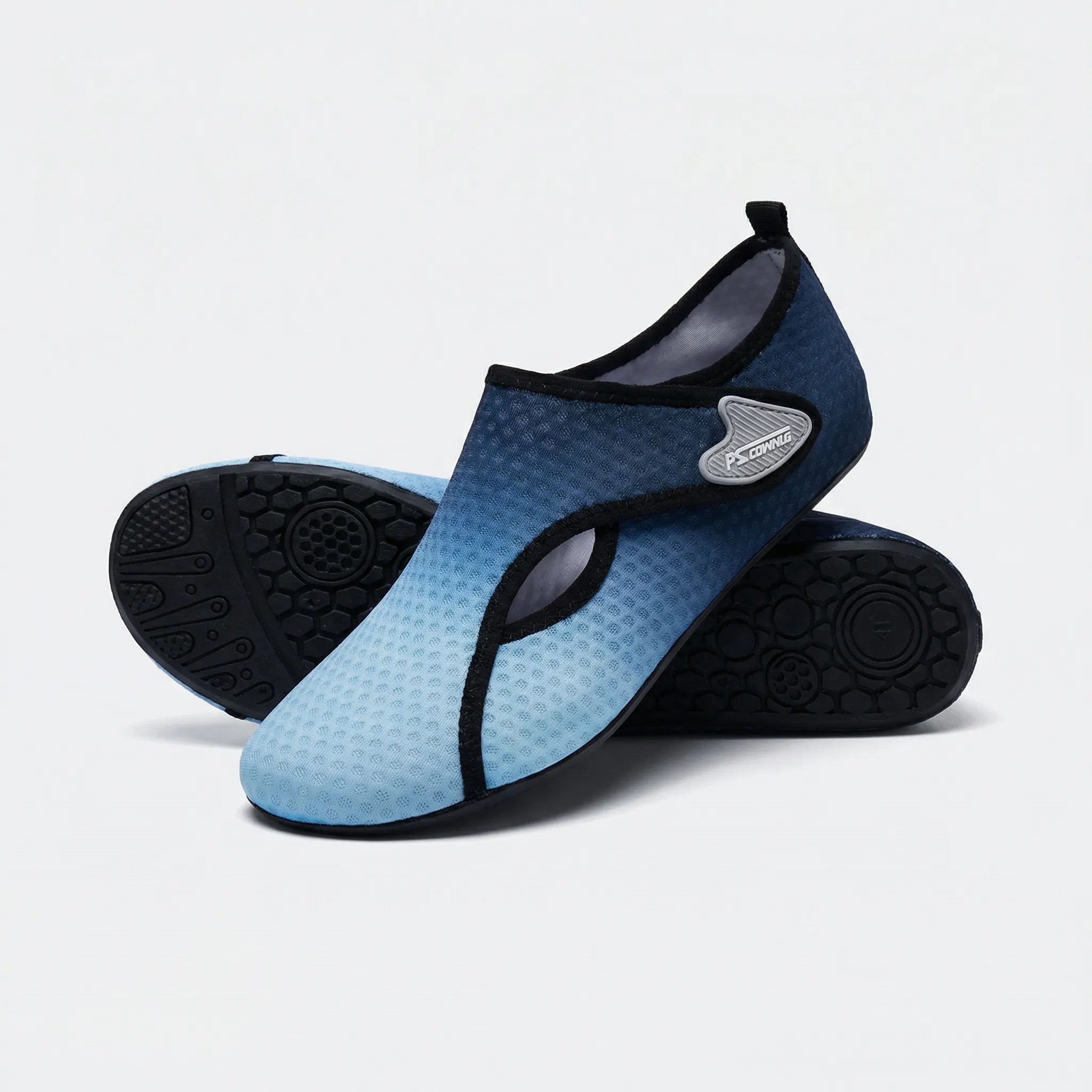 Anti-slip water shoes with sock-like fit for swimming and beach activities