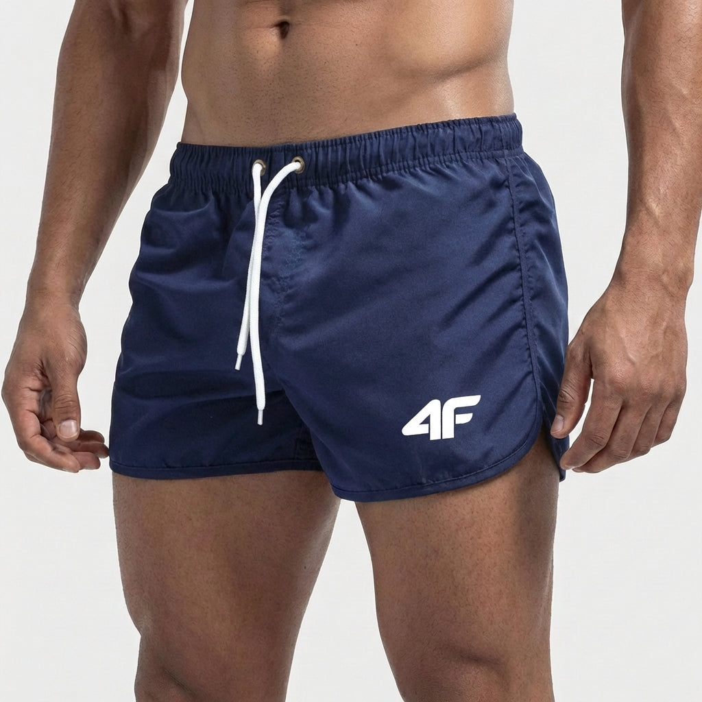 Men's quick-drying swim shorts short cut with side slits