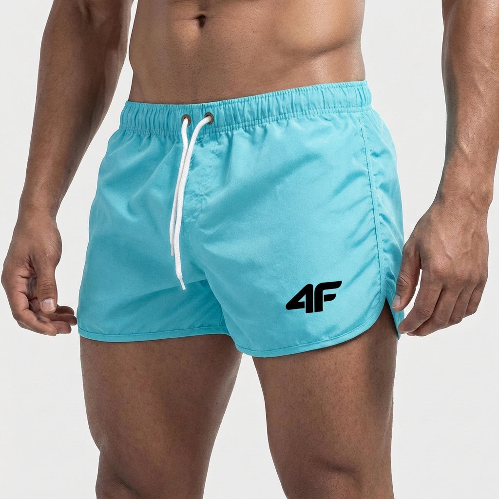 Men's quick-drying swim shorts short cut with side slits