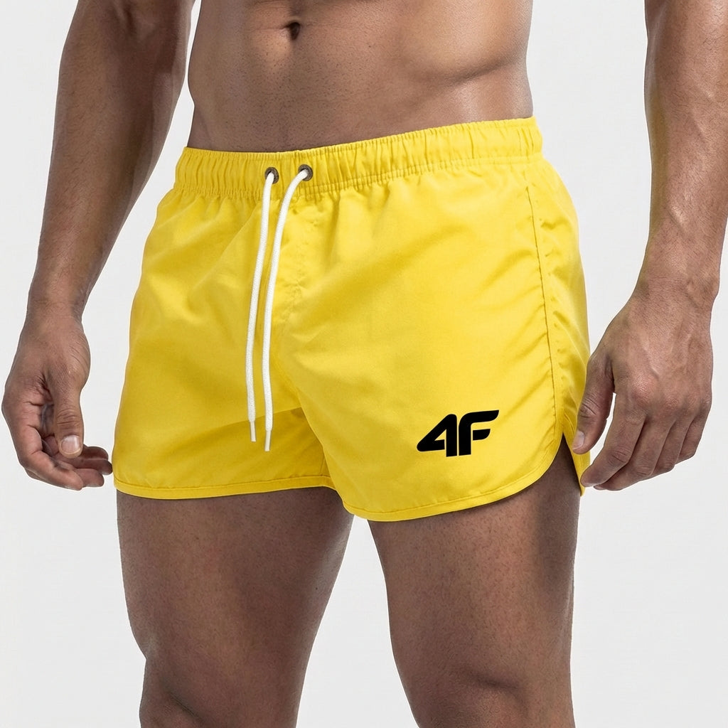 Men's quick-drying swim shorts short cut with side slits