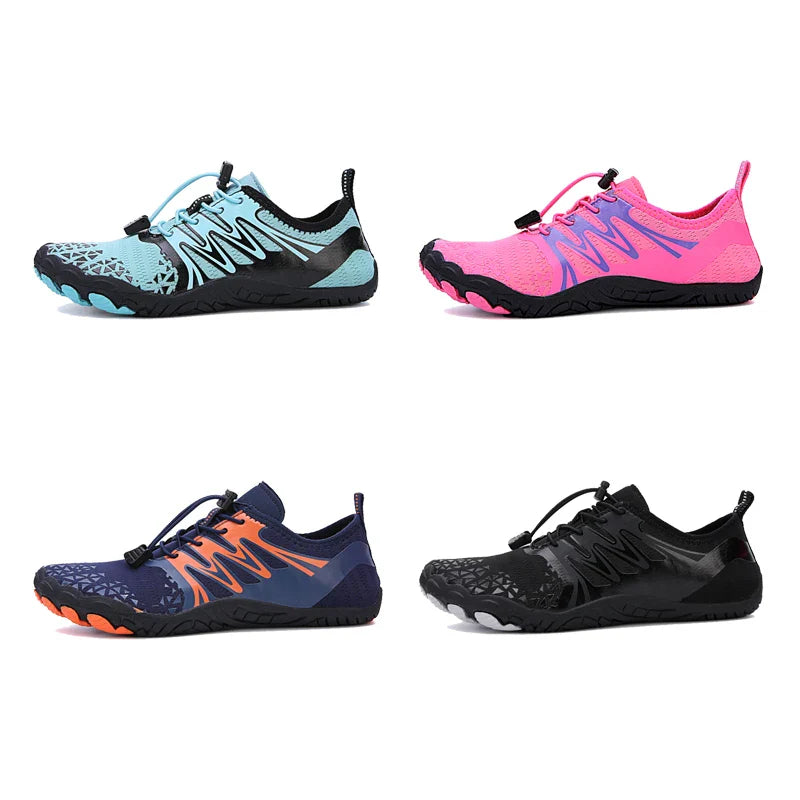 Quick-drying water shoes with barefoot sole for swimming and beach activities