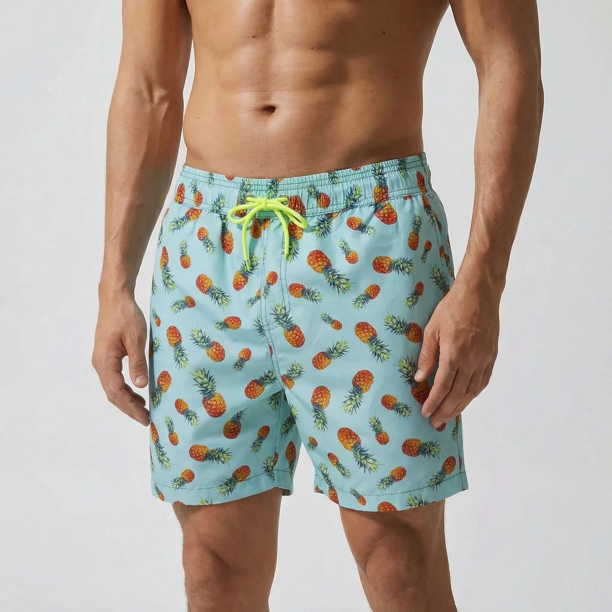 Men's swim trunks with quick-dry fabric and secure pockets